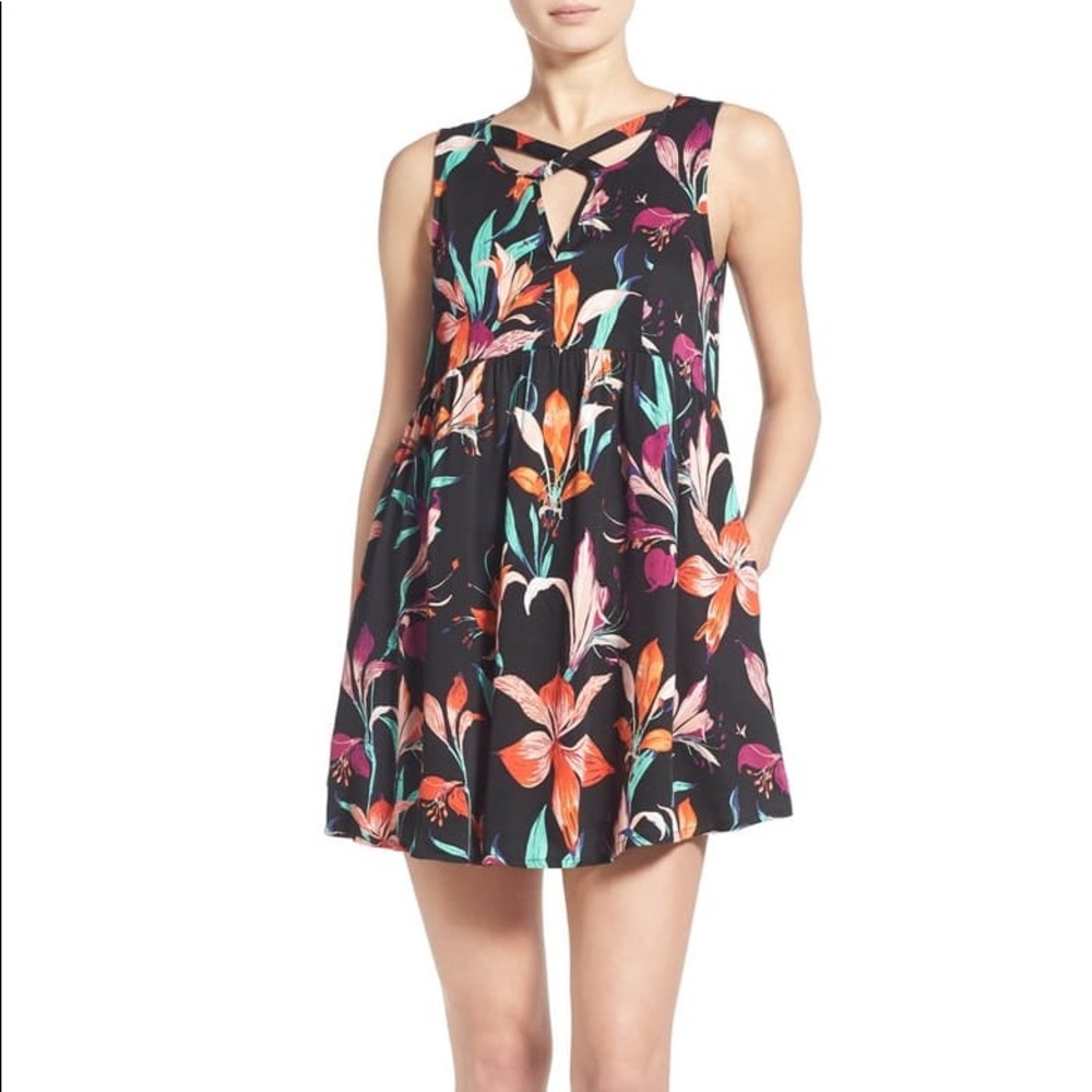 Miss Lily Floral Print Cross Front Dress